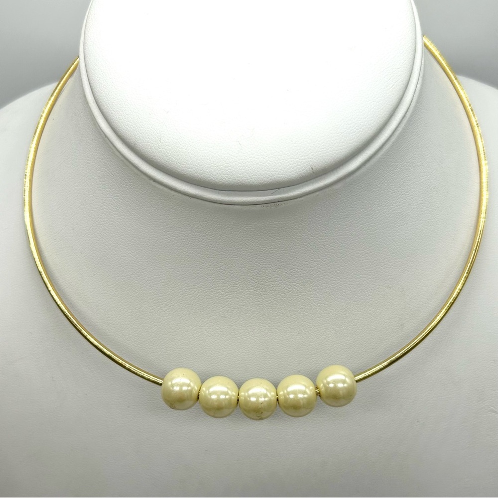 J. Crew Sliding Pearls Gold Collar Necklace